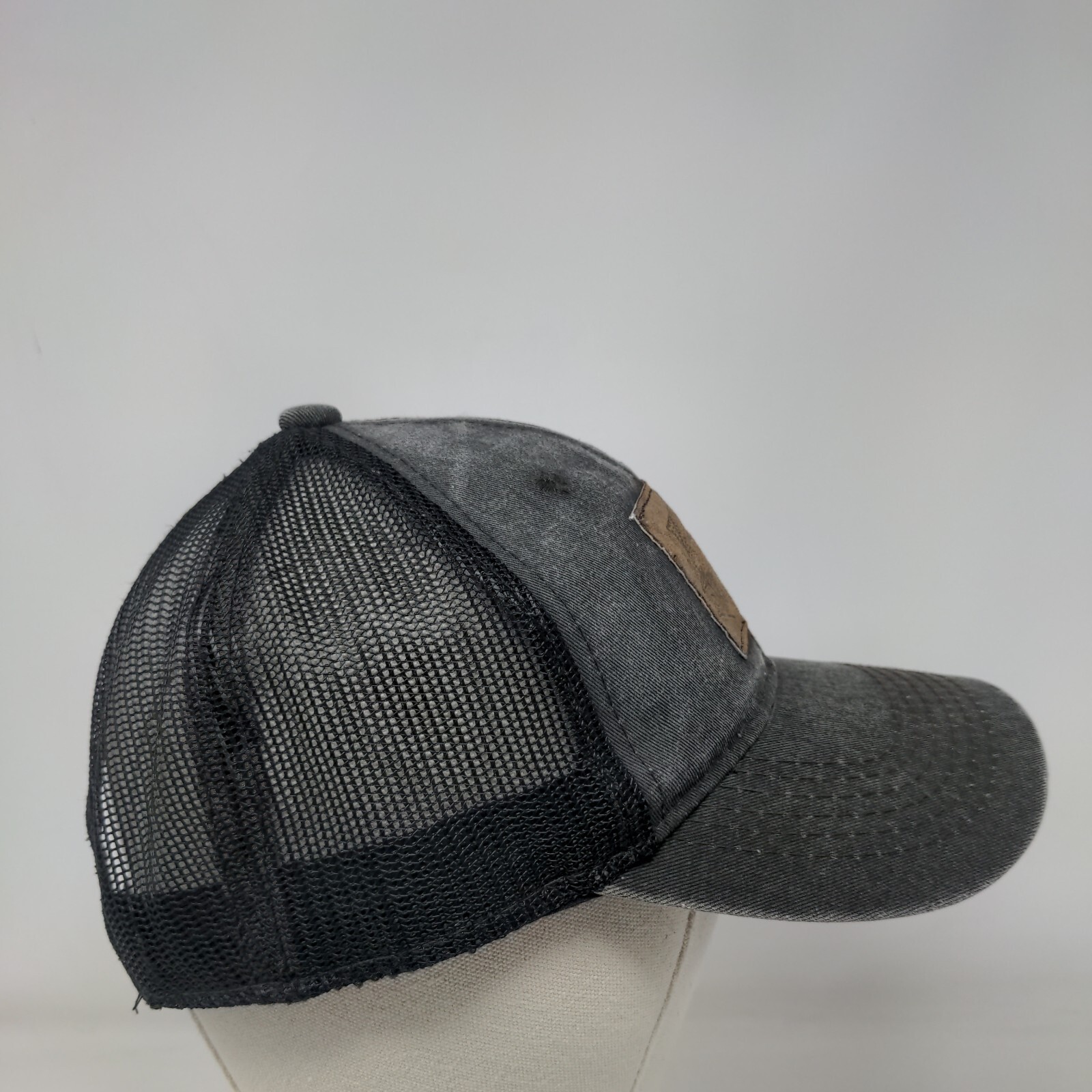 Fish Leather Patch Snapback Mesh Back Trucker Hat… - image 4