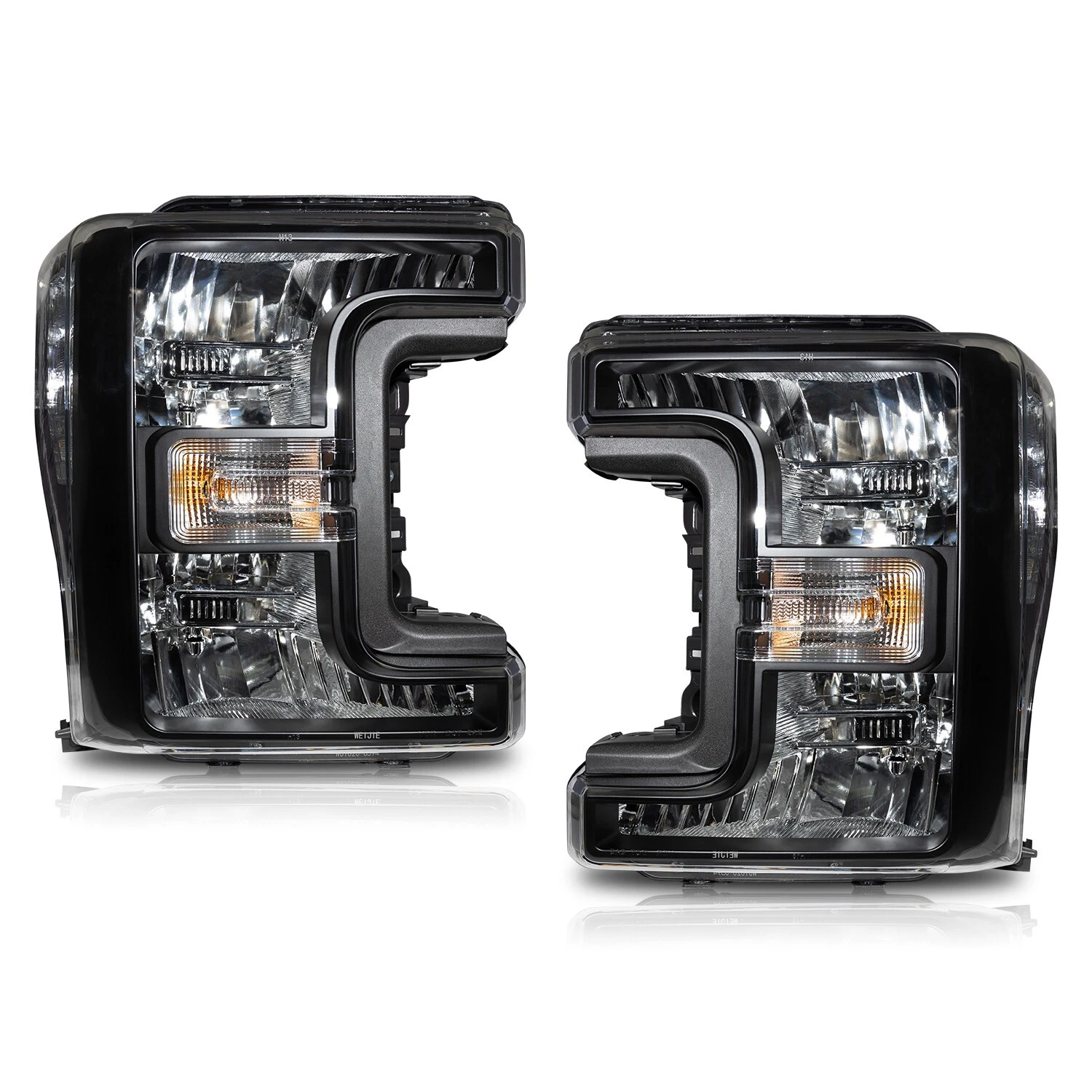 For 2017 2018 2019 Ford F250 F350 Super Duty Headlights Front Lamps Black Clear