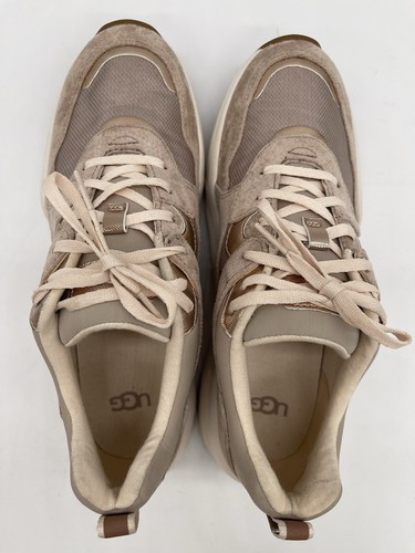 UGG La Hills Sneakers 1116123 Beige Rose Gold Women's 7.5 Suede Mesh Shoes - Picture 6 of 8
