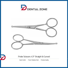 PROBE SCISSORS 4.5'' MUSTACHE EAR NOSE PET GROOMING SET OF 2