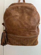 Deux Lux Leather and suede backpack, Brown