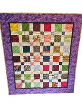 Multi Color Square Handmade Baby Blanket Reversible Quilt Size 48-42 Inches