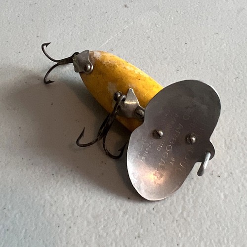 Vintage Fred Arbogast Jitterbug Angelköder gelb mit silbernen Rippen 2 1/4" - Bild 5 von 9
