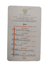 1948 Blackpool FC Dinner Menu FA Cup Final 24th April Civic Celebration Dinner