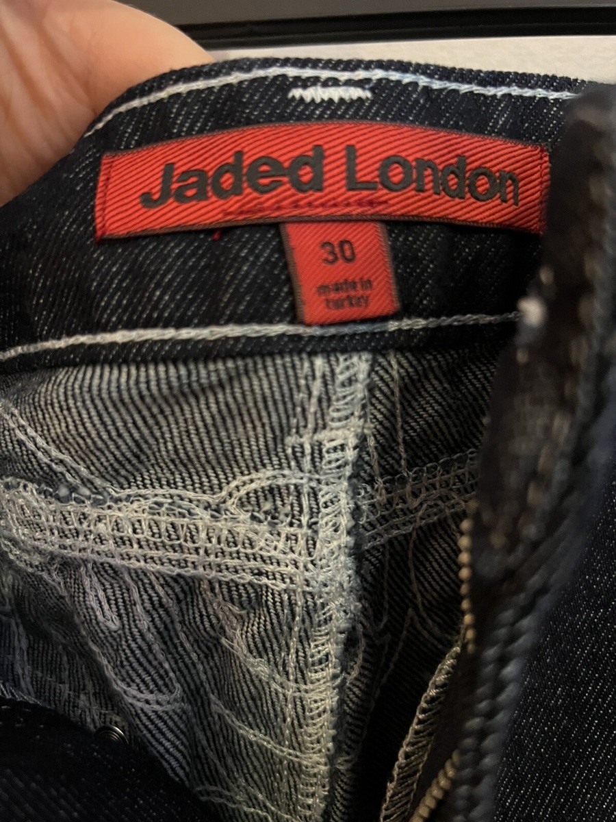 Jaded London Indigo Baggy Fit Cotton Denim Jorts Size 30 Rock Punk