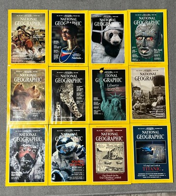 National Geographic 1986 Complete Year Slip Covers Titanic Serengeti Liberty