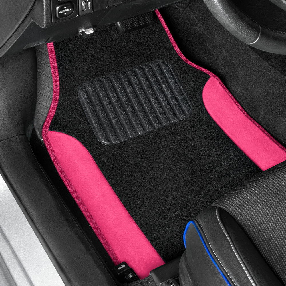 4pc Hot Pink Car Floor Mats for Auto Carpet Semi Custom Fit Heavy Duty