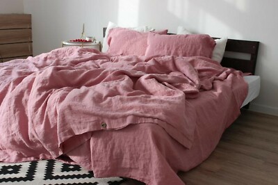 Linen duvet cover Pink color Linen Bedding Cover, Queen  Full Size Duvet Cover