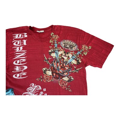 Men's T shirt Skull & Roses, Heart and swords Size XL