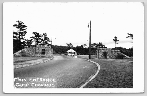 RPPC Camp Edwards Military Main Entrance Cape Cod MA Massachusetts Postcard 1951 - Picture 2 of 4