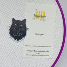 Magnetic Needle Minder Cross Stitch Mother of Cats / Black Cat / Fridge Magnet