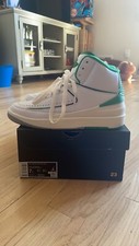 Air Jordan 2 'Lucky Green' White Sneakers, Size 7Y BNIB DQ8562-103