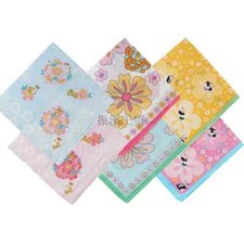 6Pcs 40x40cm Cartoon Animal Flower Printed 100 Cotton Women Lady Handkerchiefs