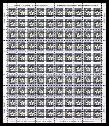 Canadá precancelado — panel completo de 100 — 1979 floral: violeta canadiense #787xx — montado sin montar o nunca montado - Imagen 1 de 1