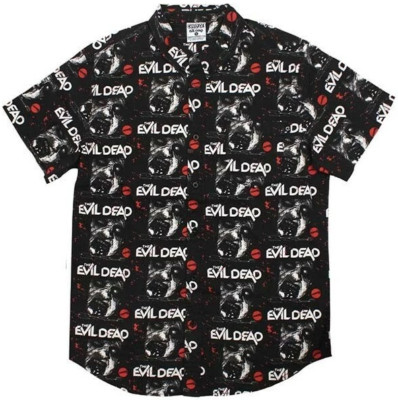 NEW Creepy Co. EVIL DEAD Close Up Face Deadite BUTTON-UP DRESS SHIRT Small 4XL