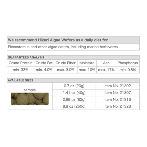Hikari Algae Wafers Fish Food Disc Tropical Catfish Plecos Sinking Wafer 250g x4 - Picture 3 of 12