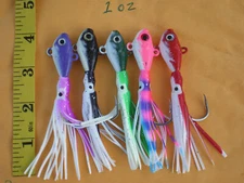 6 PCS. ULTRA MINNOW BUCKTAIL JIG 1 OZ S.S. HOOK/MULTICOLOR W/HOOCHIE CHOOSE ANY