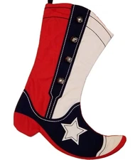 Cowboy Boot Shaped Country Western Christmas Stocking Holiday Decor