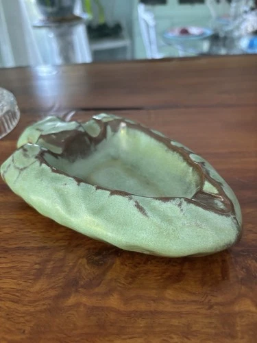 Vintage Frankoma Prairie Green Arrow Head Ashtray Dish, Art Pottery