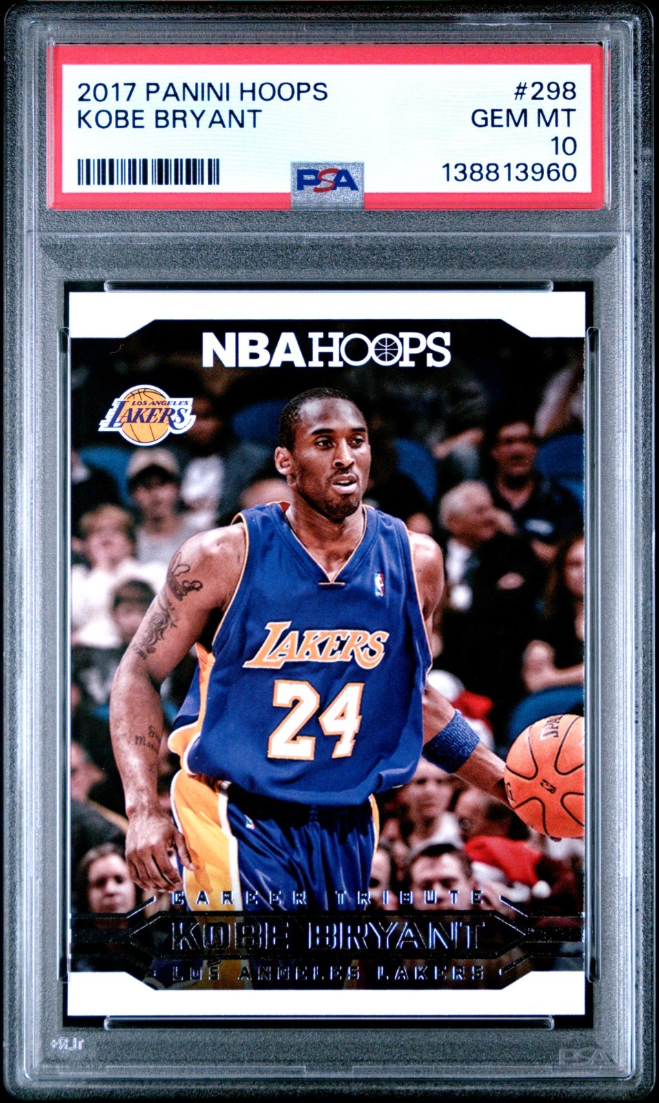 Kobe Bryant #298 Basketball Cards 2017 Panini Hoops trading card — raw and PSA graded price guide