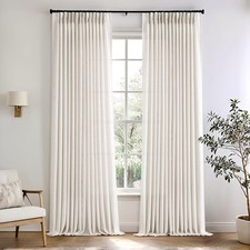 Natural Memory Trained Pinch Pleated Curtains, Thick Linen Blend Light Filter...