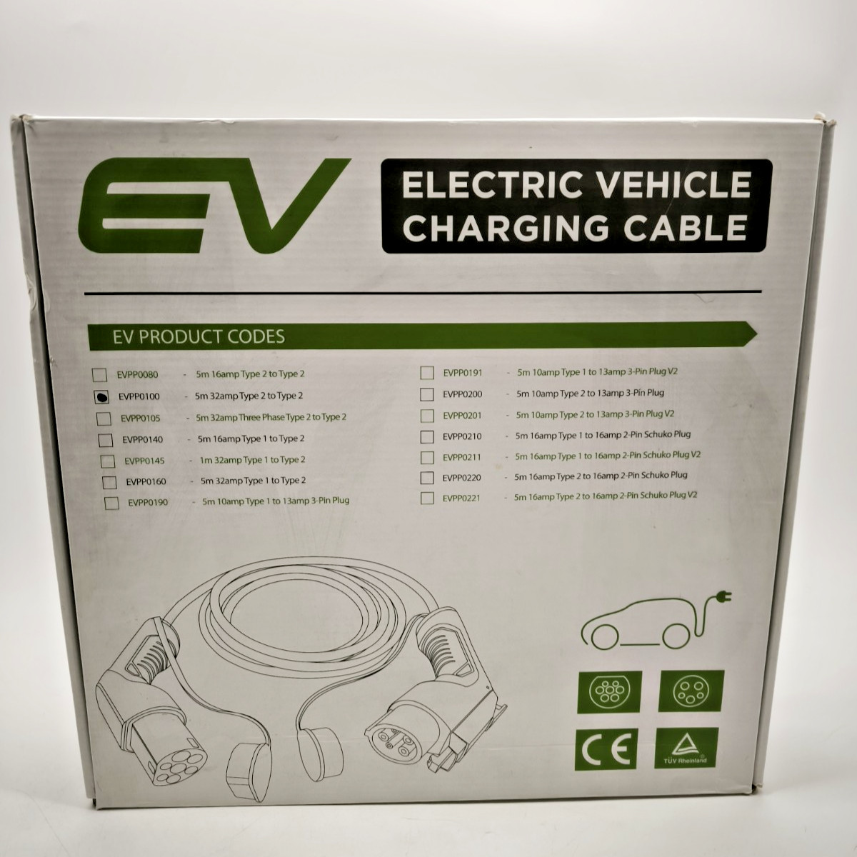 Rolec EV Charging Cable 5m 32A Type 2 to Type 2 7.2kW Electric Vehicle EVPP0100