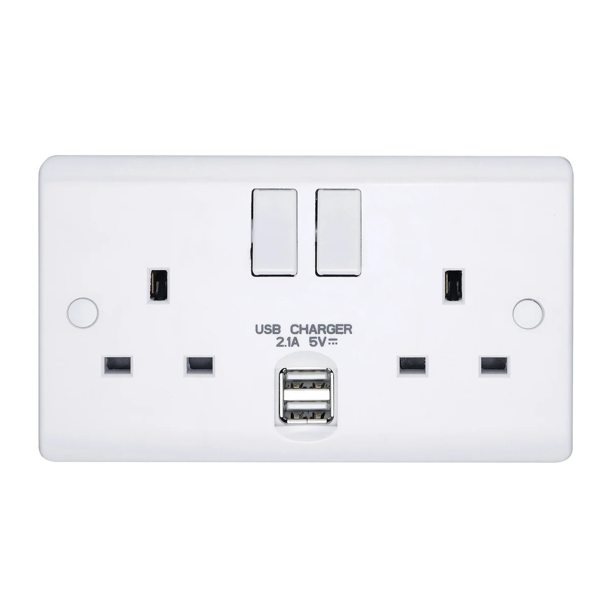 Volex D1500USBNR Casa 2 Gang 13A DP Switched Socket + 2x USB