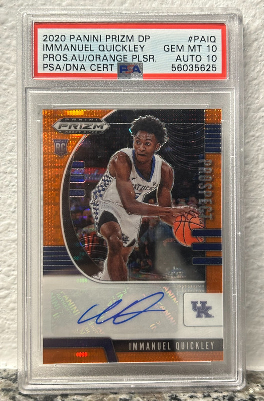 2020 Panini Prizm Draft Immanuel Quickley ORANGE PULSAR ROOKIE AUTO /49 PSA 10