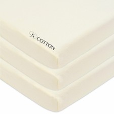 American Baby Company 3 Pack 100 Natural Cotton Fitted Mini Crib Sheets, 38"...