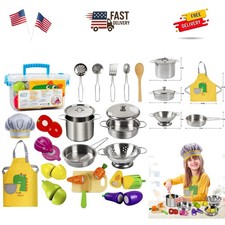 Safe, Non-Toxic Wooden Kitchen Playset for Preschool Kids: 23-Piece Cooking Fun