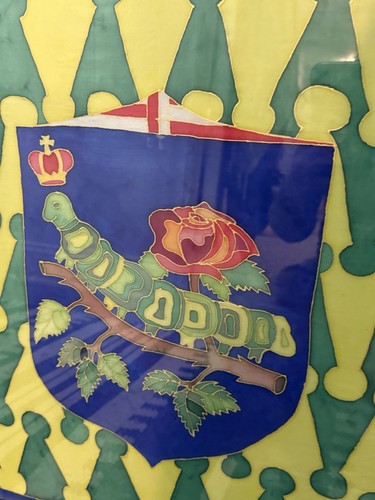 Bufanda de seda enmarcada pintada a mano - Le Contrade Di Siena Italia Bruco Caterpillar - Imagen 4 de 7