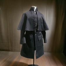 Men's Single Breasted Regency Inverness Greatcoat, Black Wool cape