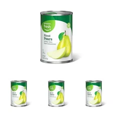 Amazon Fresh Sliced Pears in Juice, 15oz Can, Pack of 4 (Happy Belly)