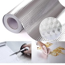Aluminum Foil Kitchen Wallpaper Oil Proof Backsplash Protector for Countertops
