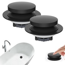 2 Pack 3 in 1 Metal Bathtub Drain Stopper, Universal Pop Up Tub Stopper with ...