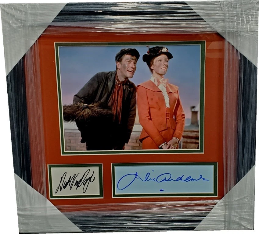 Dick Van Dyke Julie Andrews cortes autografiados enmarcados con foto Mary Poppins BGS CERTIFICADO DE AUTENTICIDAD