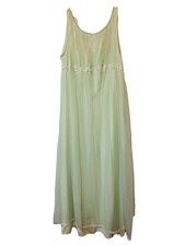 Miss Elaine Vintage Green Nightgown Chiffon Sheer Night Gown Sleepwear M 