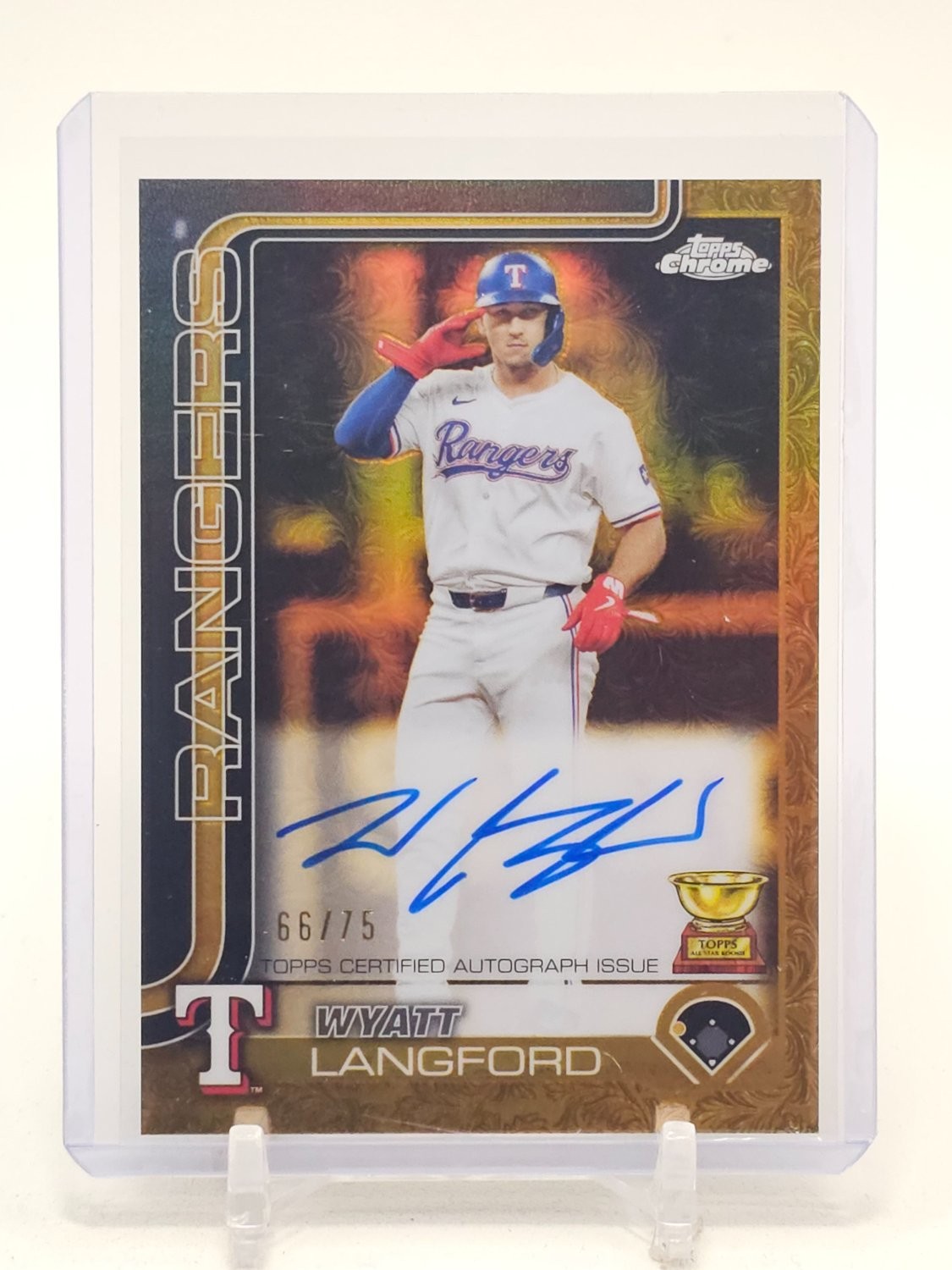 WYATT LANGFORD 2025 TOPPS CHROME GOLD GILDED YELLOW GOLD AUTO /75 Q1312