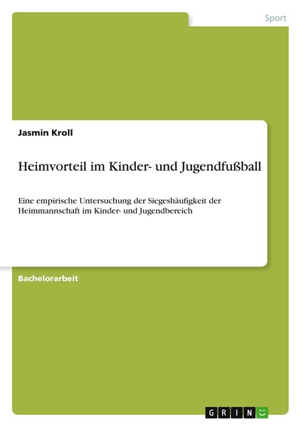 Jasmin Kroll | Heimvorteil Im Kinder- Und JugendfußBall | Taschenbuch | Deutsch-image