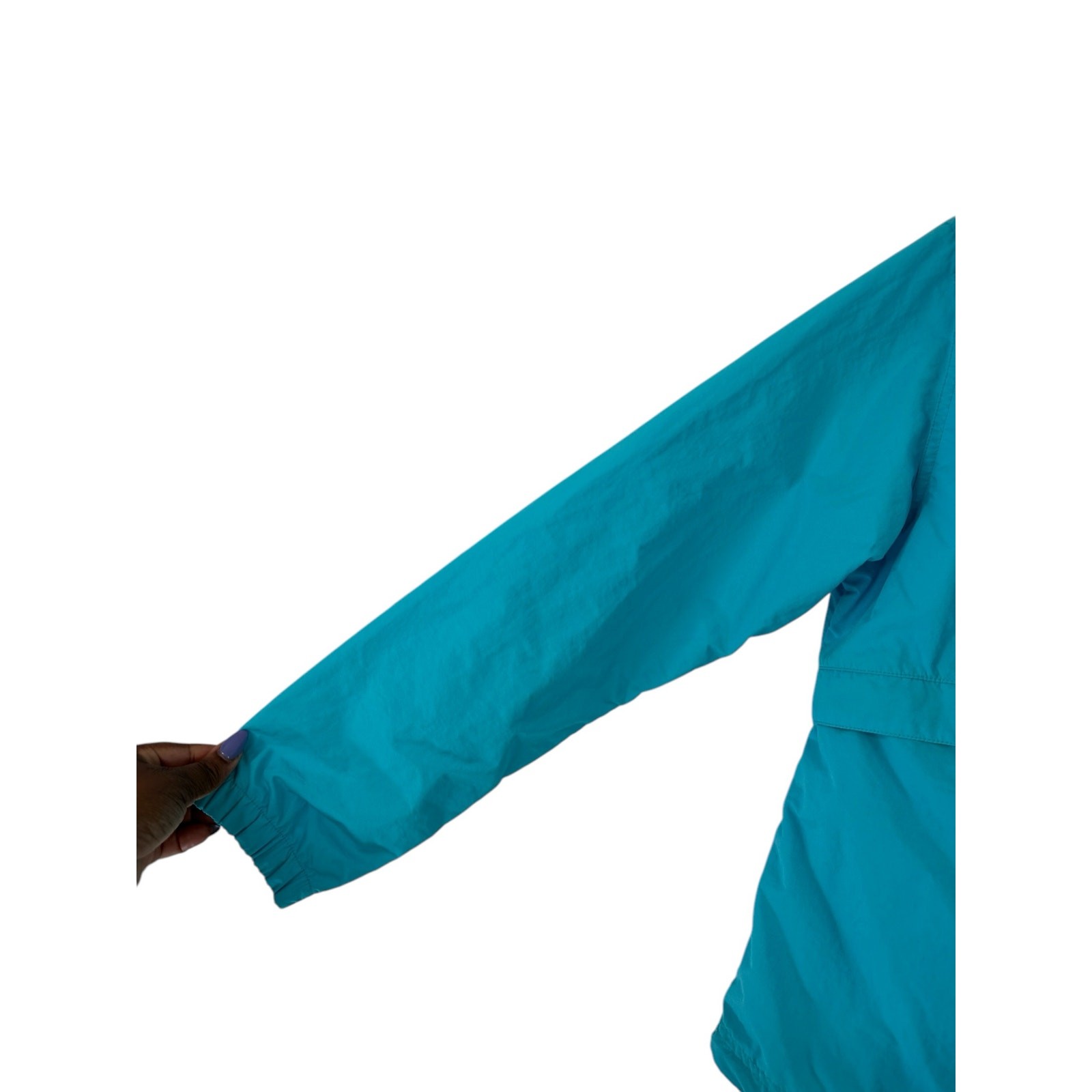 L.L. Bean Women's Blue Yellow Anorak Quarter Zip Nylon Windbreaker Jacket Size M