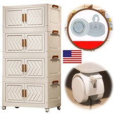 4 Tier Stackable Storage Bins with Lids Doors...