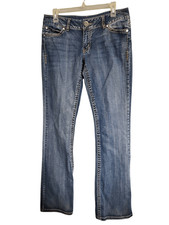 Vintage Wrangler Women 9/10 36" Medium Wash Bootcut Distressed Hem Jeans Western