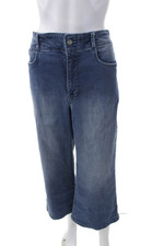 NYDJ Womens Zipper Fly High Rise Medium Wash Wide Leg Jeans Blue Denim Size 12