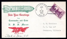 US 1935 ZEPPELIN U.S.S. MACON MOFFETT FIELD CALIFORNIA TO EVANSTON, ILL. SIGNED