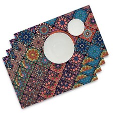 Boho Bohemian Placemats Set of 4, Line Table Mats 12 x 18 Vibr
