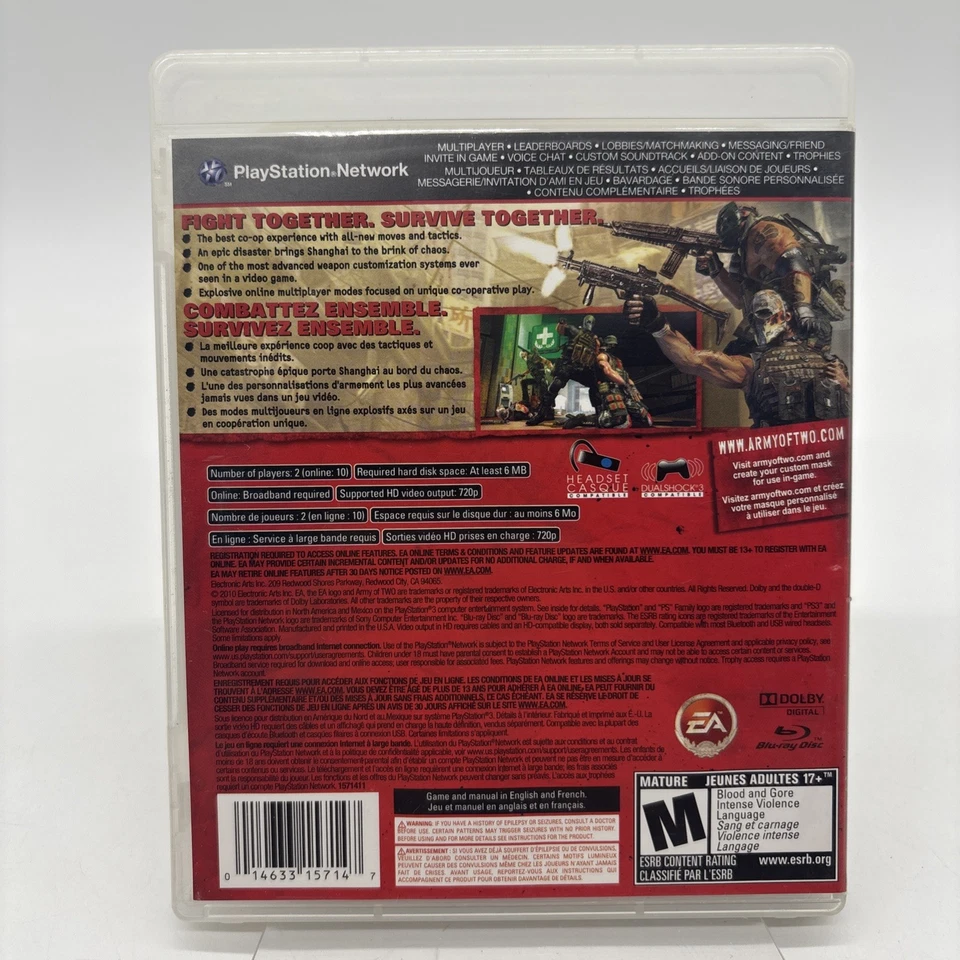 Army of Two: The 40th Day (Sony PlayStation 3, PS3) Complete CIB - Image 2 of 3