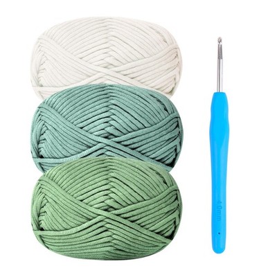 Häkelgarn Baumwolle Anfänger Chenille Wolle Stricken Set Häkelnadel 4mm 3 x 50g