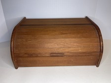 Vintage 60 s MCM Solid Teak Bread Box Thailan...