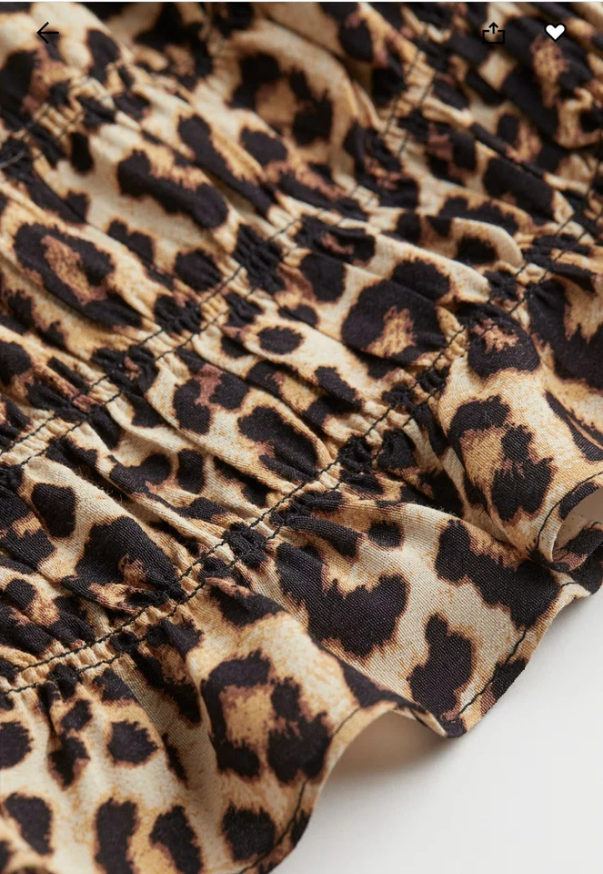 H&M Divided Leopard Print Off The Shoulder Frill Trim Blouse Top Uk Medium - Image 2 of 4