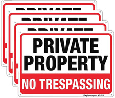 Large No Trespassing Signs Private Property Metal 10X14 Inch Rust Free Aluminum,